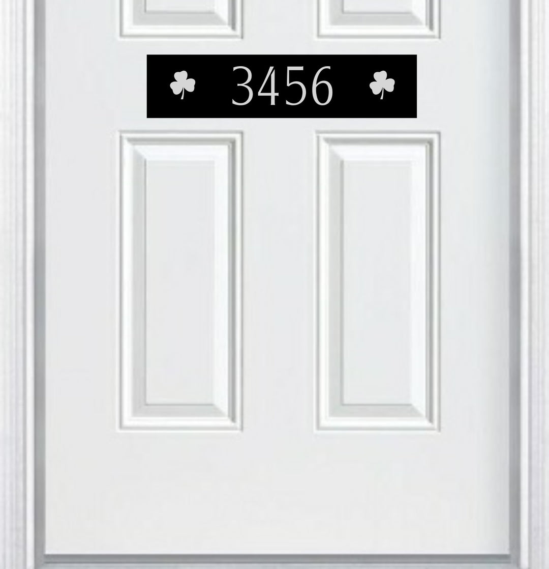 Door Address Accent Plate - Engraved - "Shamrock" - Multiple Finish & Size Options - Customizable
