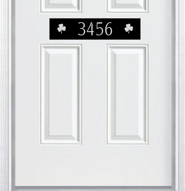 Door Address Accent Plate - Engraved - "Shamrock" - Multiple Finish & Size Options - Customizable