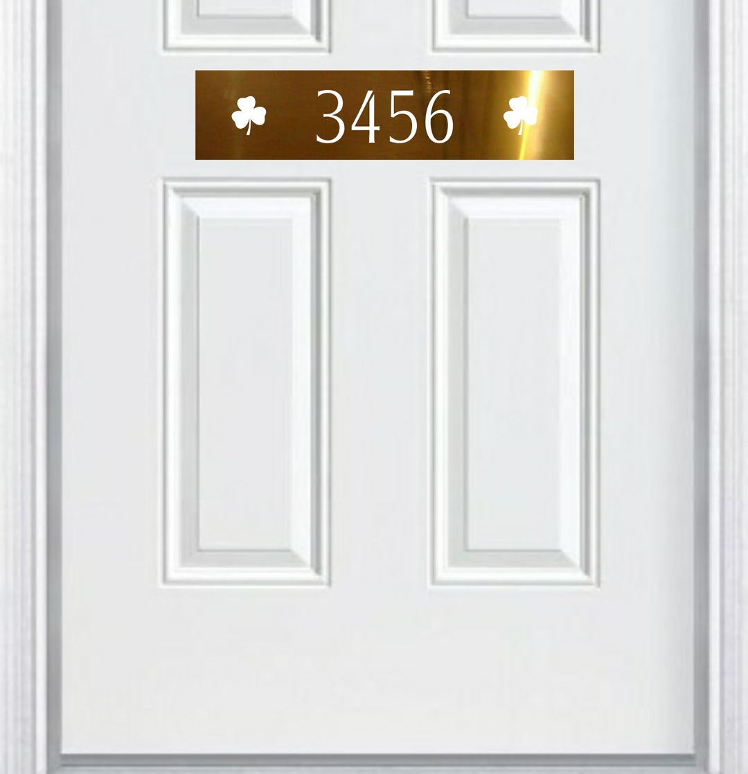 Door Address Accent Plate - Engraved - "Shamrock" - Multiple Finish & Size Options - Customizable