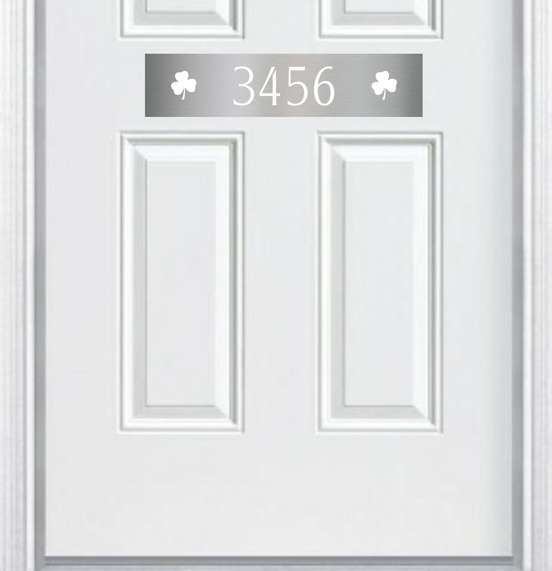 Door Address Accent Plate - Engraved - "Shamrock" - Multiple Finish & Size Options - Customizable