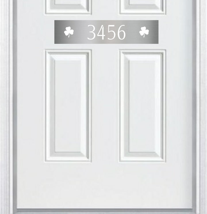 Door Address Accent Plate - Engraved - "Shamrock" - Multiple Finish & Size Options - Customizable