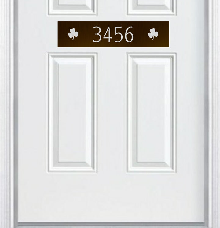 Door Address Accent Plate - Engraved - "Shamrock" - Multiple Finish & Size Options - Customizable