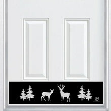 Load image into Gallery viewer, Door Kick Plate - Engraved - &quot;Doe &amp; Stag with Trees&quot; - Multiple Finish &amp; Size
