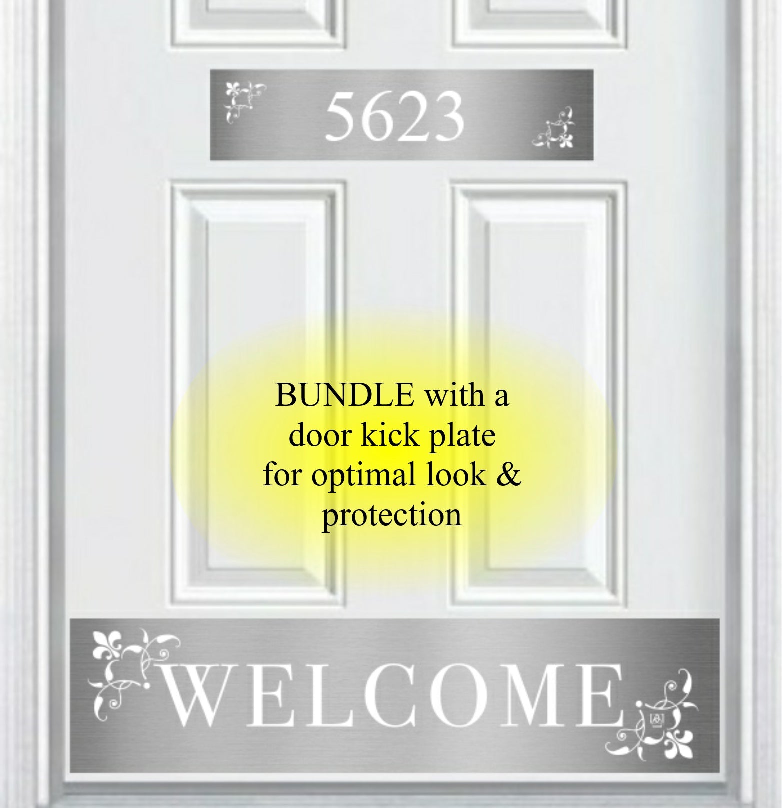 Door Address Accent Plate - Engraved - "Johnson's Welcome" - Multiple Finish & Size Options - Customizable