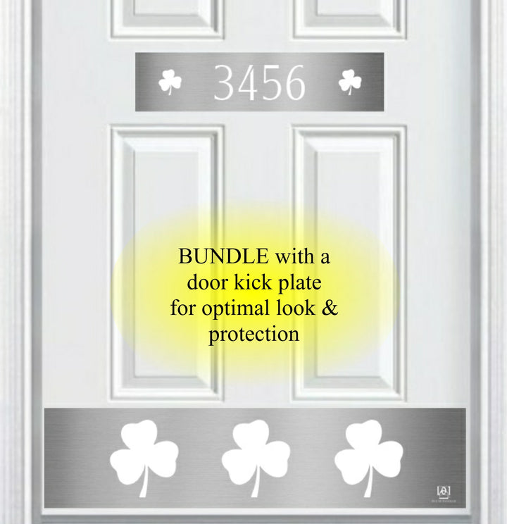 Door Address Accent Plate - Engraved - "Shamrock" - Multiple Finish & Size Options - Customizable