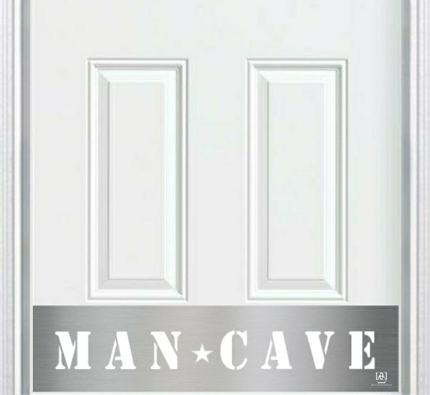 Door Kick Plate - Engraved - "MAN CAVE" - Multiple Finish & Size Options